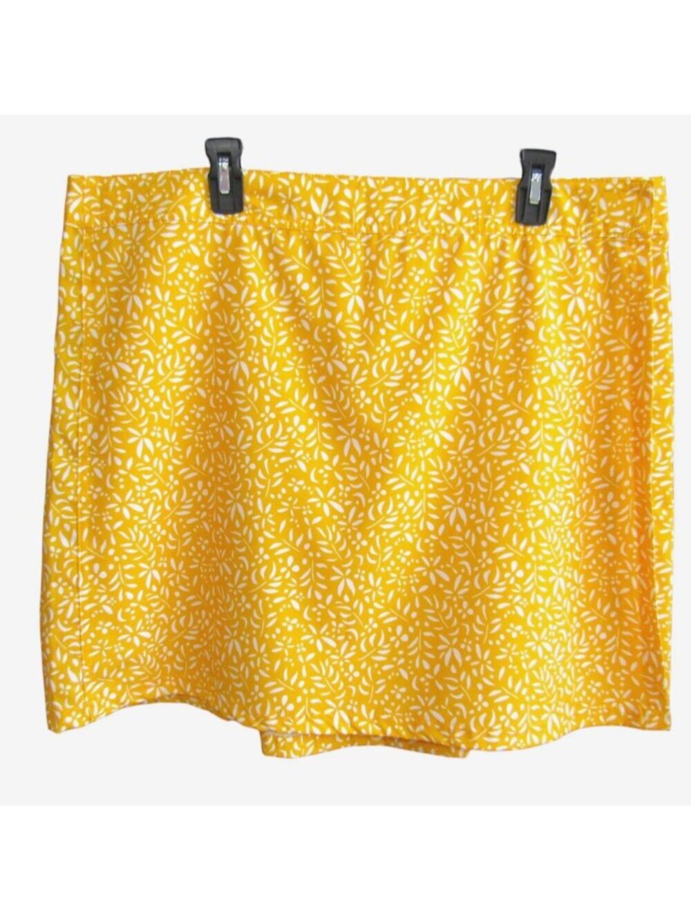 RipSkirt Hawaii Skirt Size XXL Yellow White Floral 19 In Length 2 Wrap Pocket